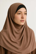 Mocha brown chiffon hijab scarf for women, soft lightweight modest headscarf, breathable Muslim wrap, full coverage neutral everyday hijab, elegant drape styling