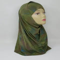 olive green heavy Lycra two-piece hijab full coverage modest headscarf premium stretch fabric inner cap unique design Muslim women breathable comfortable daily wear