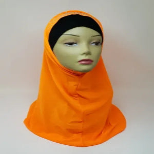 bright orange one piece hijab for women soft full coverage slips on hijab modest headwear lightweight breathable everyday Muslim scarf simple elegant style