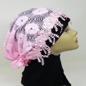 pink pearl hijab cap modest headwear muslim underscarf pearl embellished head covering women stylish hijab cap elegant modest accessory full coverage cap