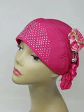 Pink rhinestone flower hijab cap with sparkling rhinestones on soft stretch fabric modest Muslim head covering elegant Islamic headwear for women