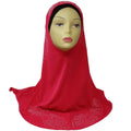 Pink rhinestone one piece khimar hijab modest Islamic headwear with rhinestone detail on back and bottom edge long modest prayer hijab for women