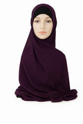 Plum chiffon hijab scarf for women, deep burgundy modest headscarf, soft lightweight breathable Muslim wrap, full coverage elegant drape, formal and everyday hijab styling