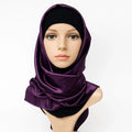 Plum satin square hijab silky smooth shiny fabric elegant modest headscarf lightweight Islamic scarf for women
