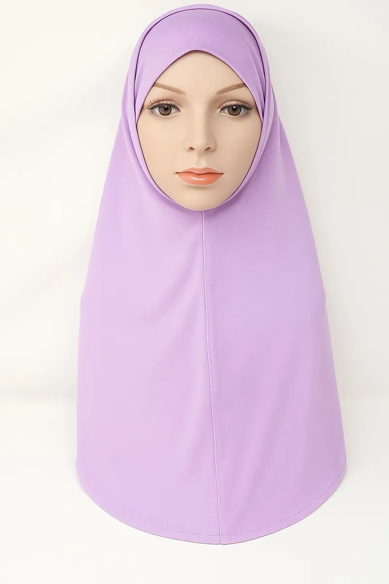 Purple 2-piece hijab set for women, full coverage modest headwear, soft stretch jersey prayer hijab, comfortable Islamic scarf set, Affordable Hijab USA