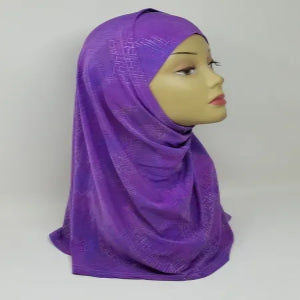 purple heavy Lycra two-piece hijab full coverage modest headscarf premium stretch fabric inner cap instant hijab Muslim women breathable comfortable daily wear