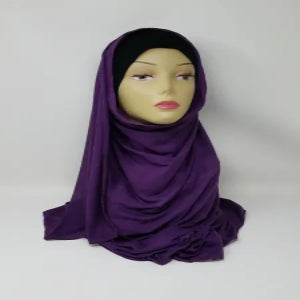 purple jersey hijab scarf soft stretch muslim headscarf deep purple hijab modest fashion comfortable everyday wrap full coverage women scarf
