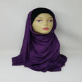 purple jersey hijab scarf soft stretch muslim headscarf deep purple hijab modest fashion comfortable everyday wrap full coverage women scarf