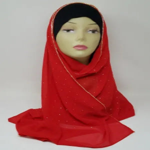Red chiffon hijab scarf lightweight sheer fabric soft flowy layered drape elegant modest head covering for women