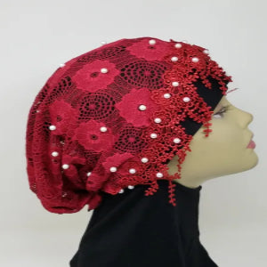 red pearl hijab cap modest headwear muslim underscarf pearl embellished head covering women stylish hijab cap elegant modest accessory full coverage cap