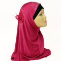 red rhinestone one piece hijab for women ready to wear modest Muslim headwear pull on hijab with sparkling rhinestone detail