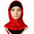 Red satin square hijab silky smooth fabric shiny elegant modest headscarf lightweight Islamic scarf for women