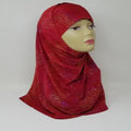red two-piece hijab with inner cap full coverage modest headscarf textured fabric soft stretch instant hijab Muslim women daily wear breathable comfortable modest fashion