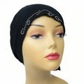 black rhinestone hijab cap modest headwear muslim underscarf crystal embellished head covering women stylish hijab cap elegant full coverage accessory