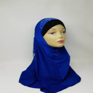 royal blue one piece hijab soft stretch modest headwear full coverage elegant islamic hijab for daily wear prayer comfortable slip on style for women