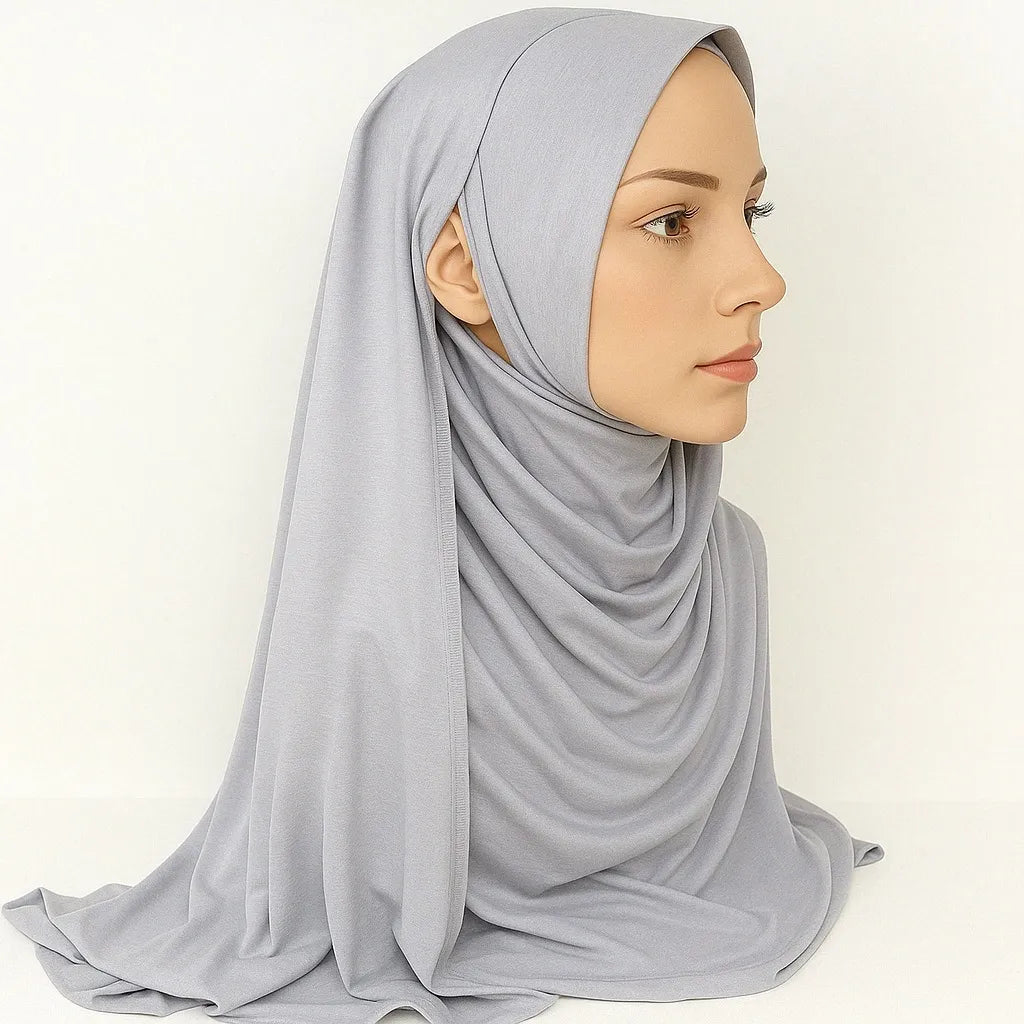 Light Gray Full Drape Khimar Hijab