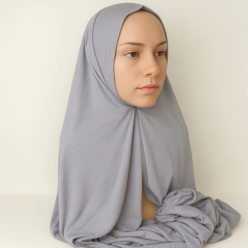 Light Gray Full Drape Khimar Hijab
