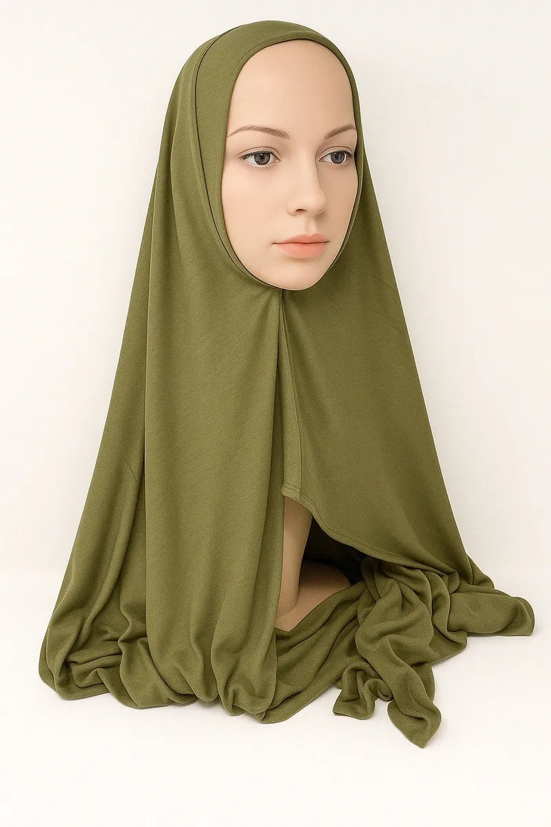 Olive Green Full Drape Khimar Hijab