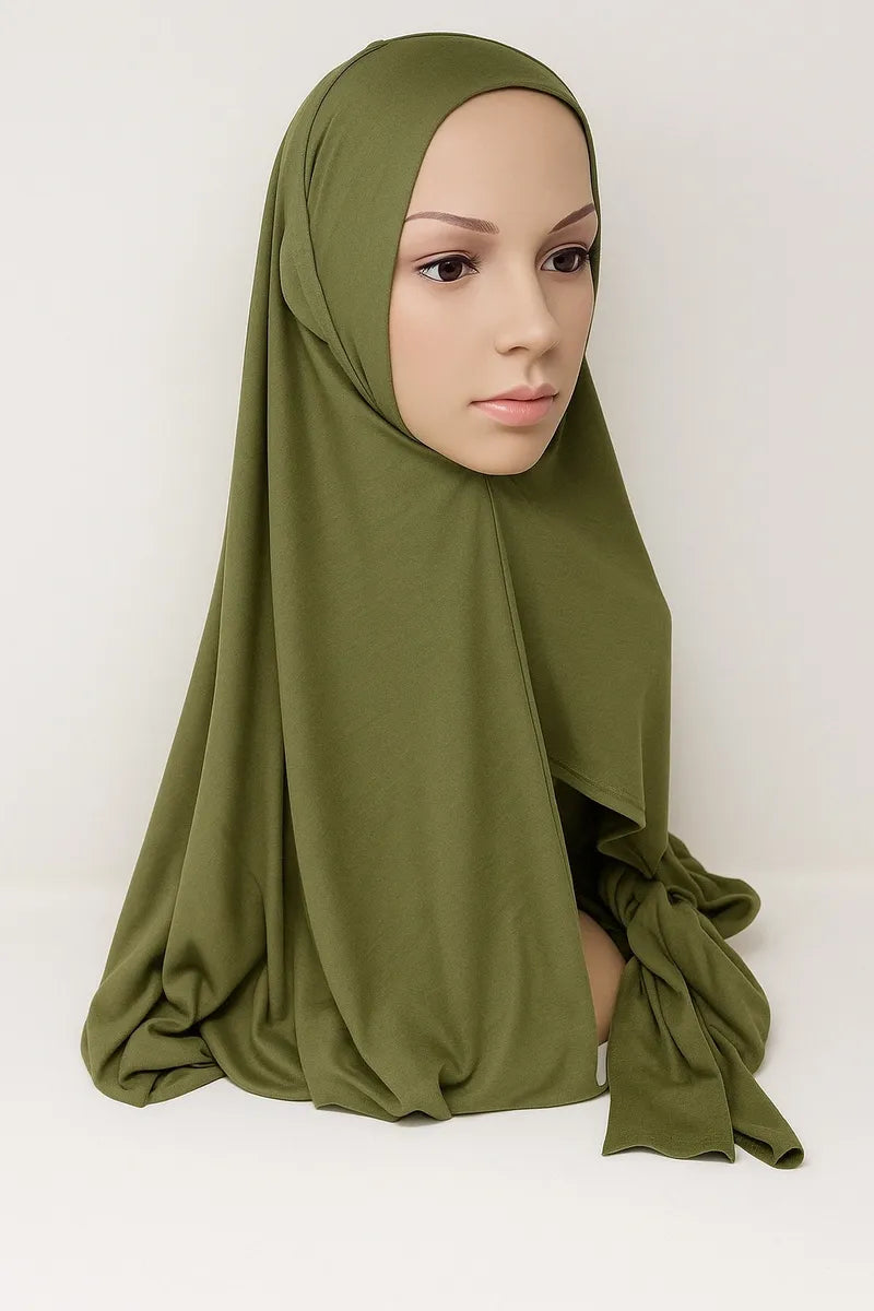 Olive Green Full Drape Khimar Hijab