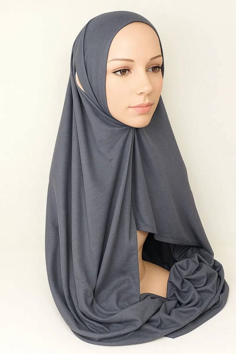 Charcoal Gray Full Drape Khimar Hijab