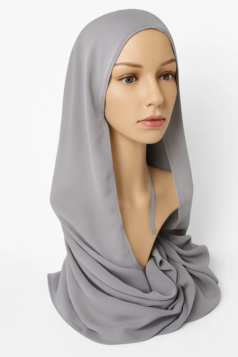 Light Gray Two-In-One Chiffon Hijab