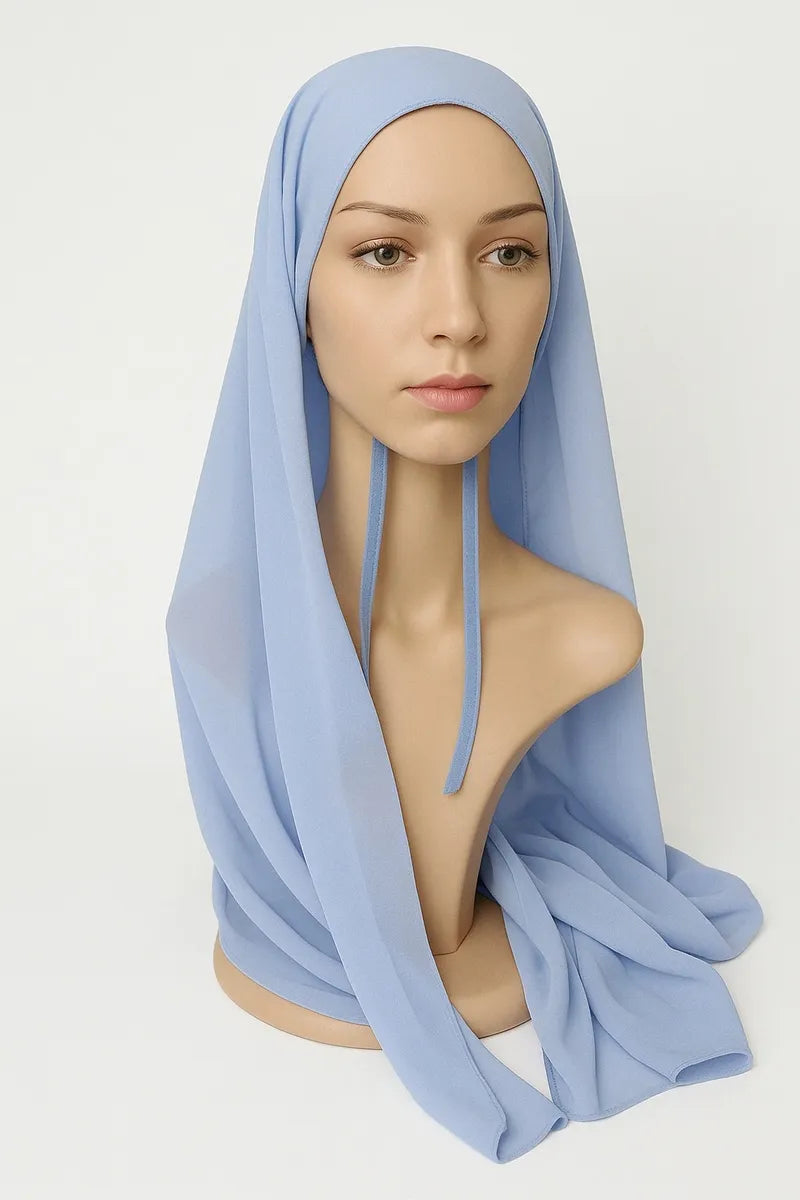 Baby Blue Two-In-One Chiffon Hijab