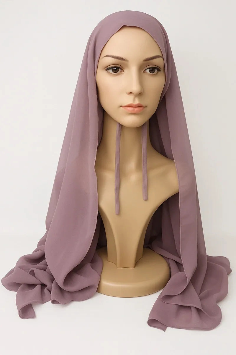 Dusty Rose Two-In-One Chiffon Hijab