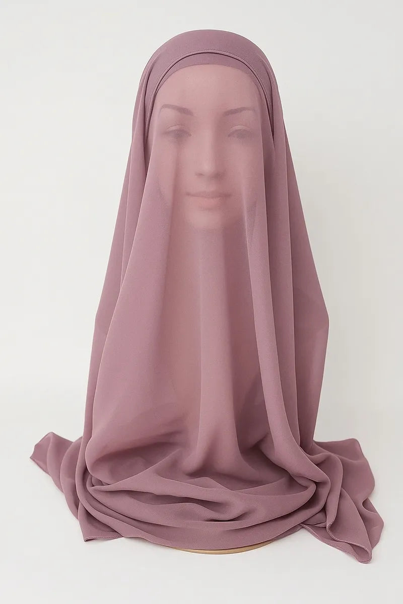 Dusty Rose Two-In-One Chiffon Hijab