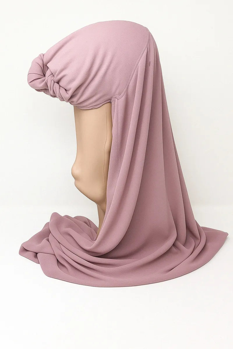 Dusty Rose Two-In-One Chiffon Hijab