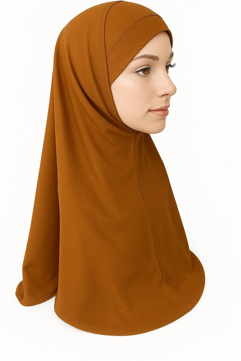 Brown 2-Piece Khimar Hijab Set