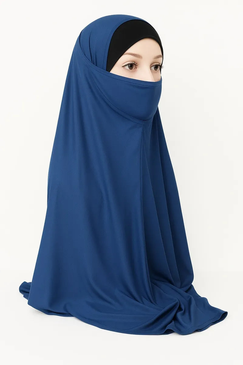 Navy Blue Full Coverage Khimar Hijab