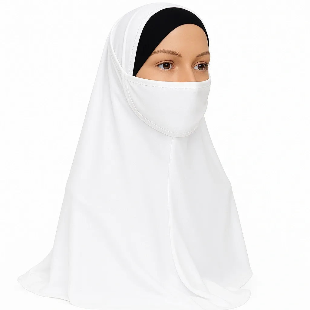 White Full Coverage Khimar Hijab