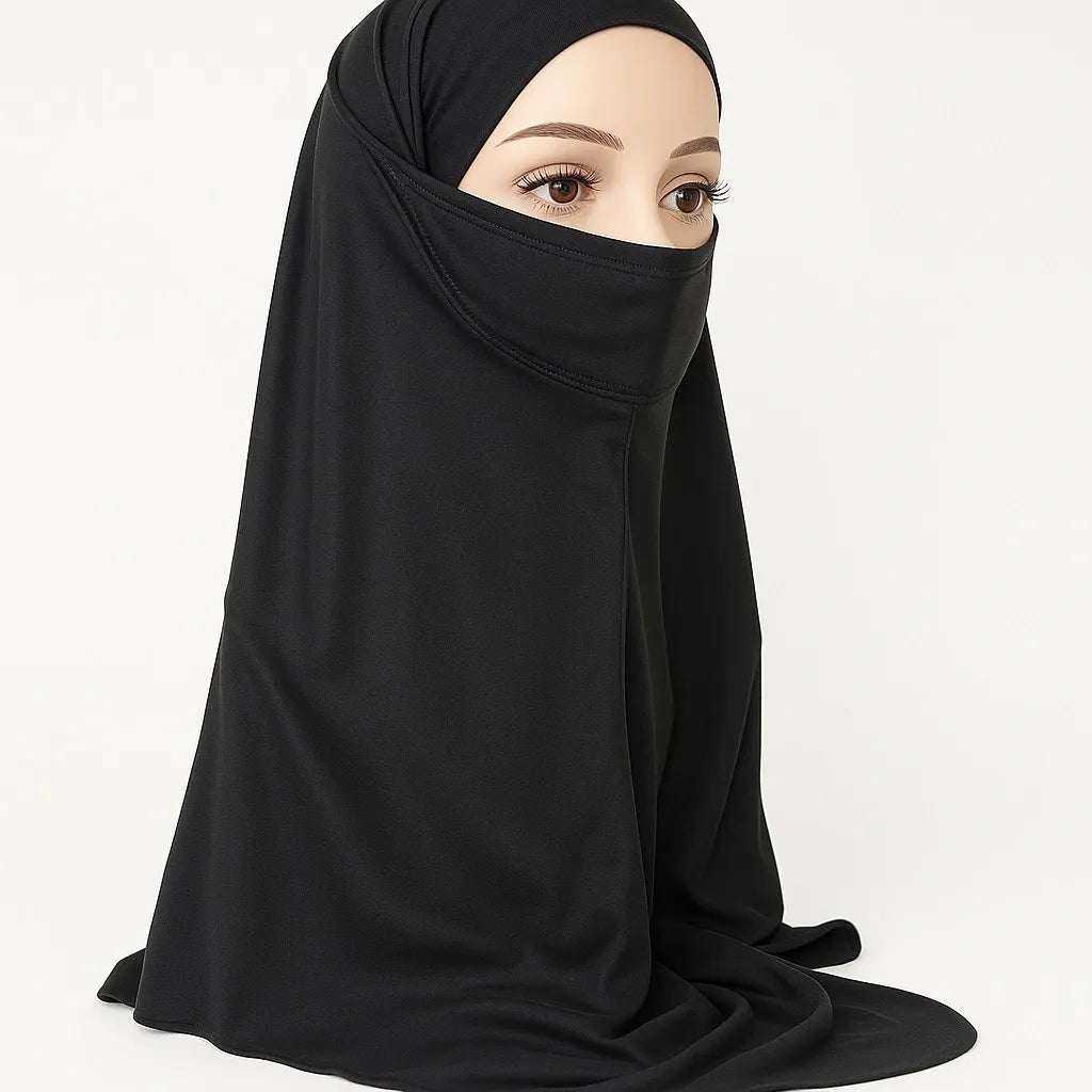 Black Full Coverage Khimar Hijab