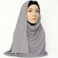Grey Jersey Lace Trim Hijab