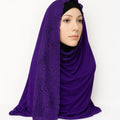 Purple Jersey Lace Trim Hijab