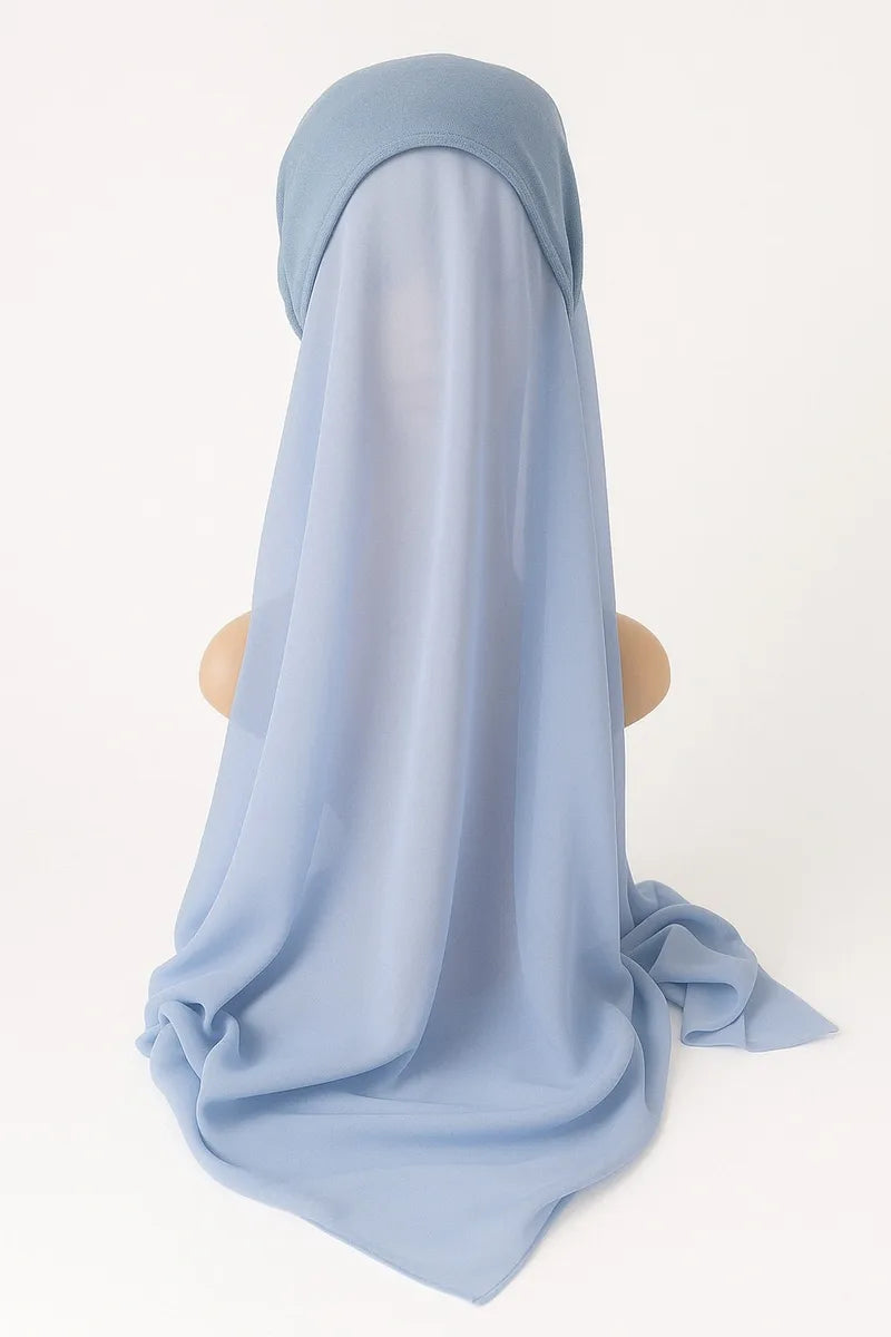 Baby Blue Two-In-One Chiffon Hijab
