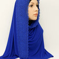 Royal Blue Jersey Lace Trim Hijab