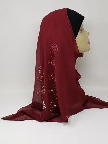 Burgundy Chiffon Hijab Scarf