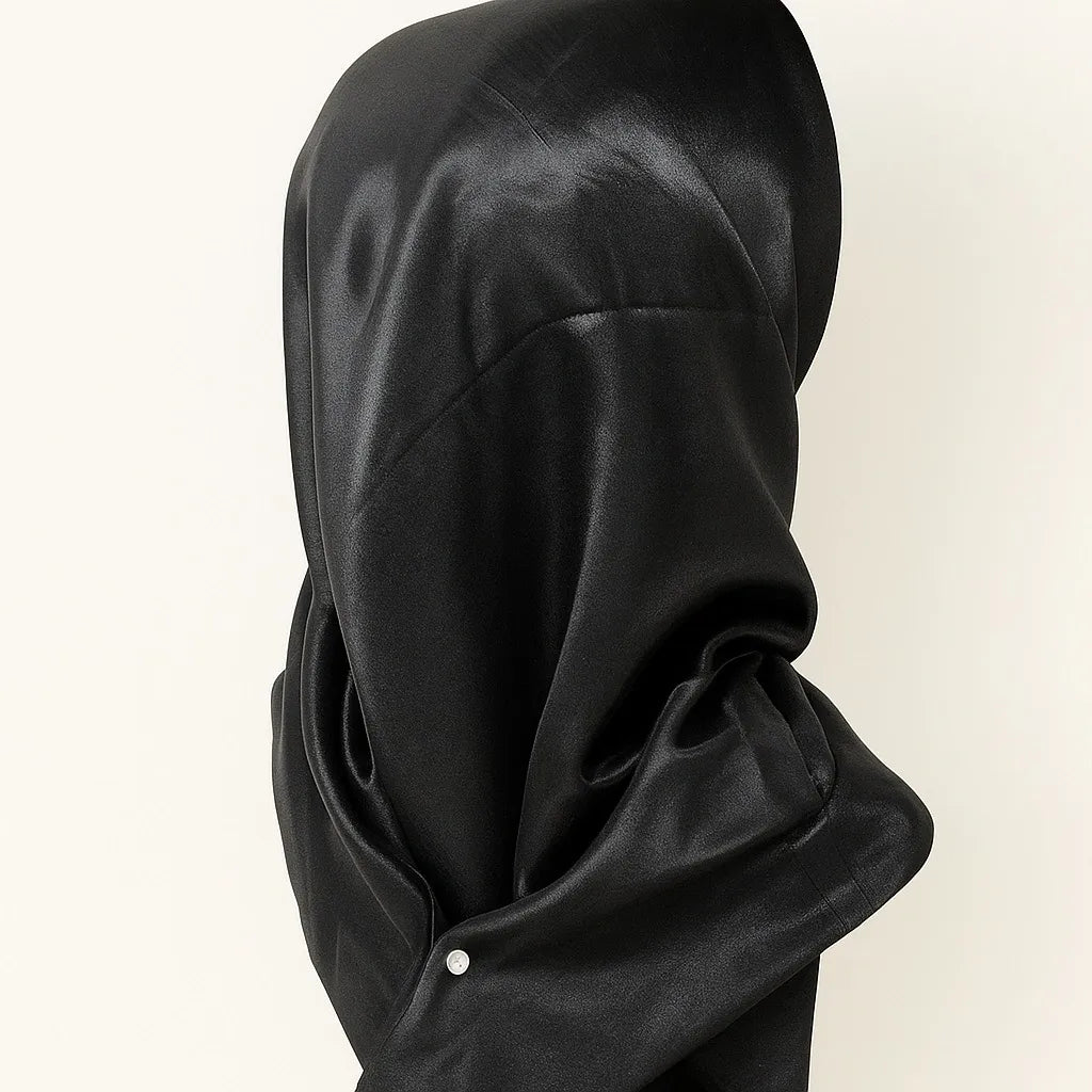 Black Satin Square Hijab