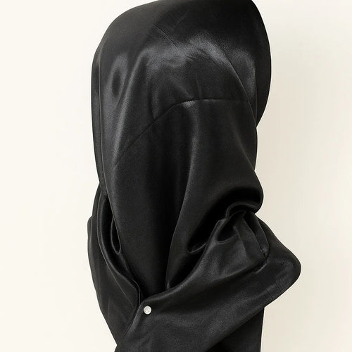 Black Satin Square Hijab