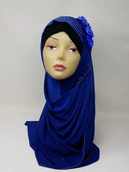 Blue Rhinestone Khimar Hijab