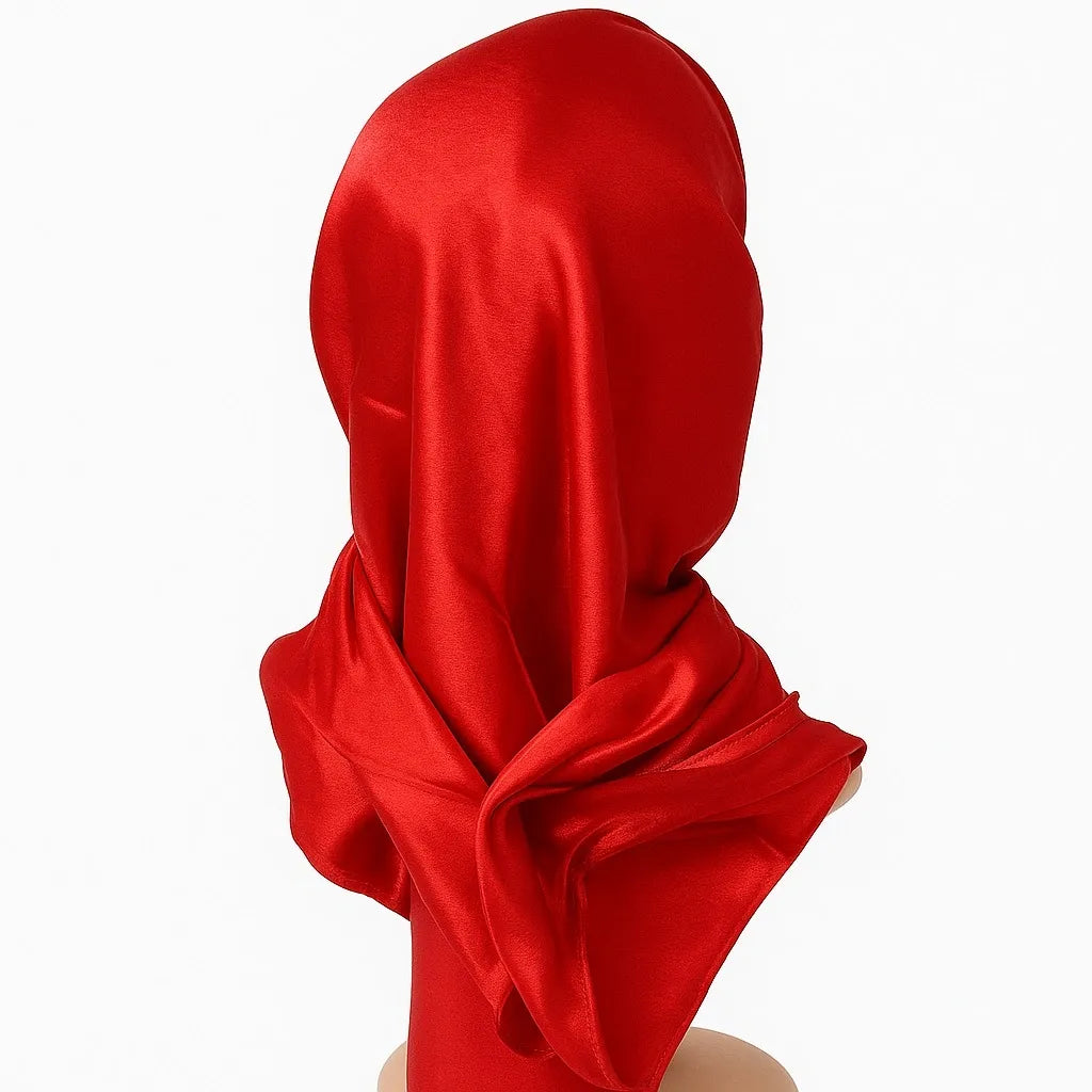 Red Satin Square Hijab