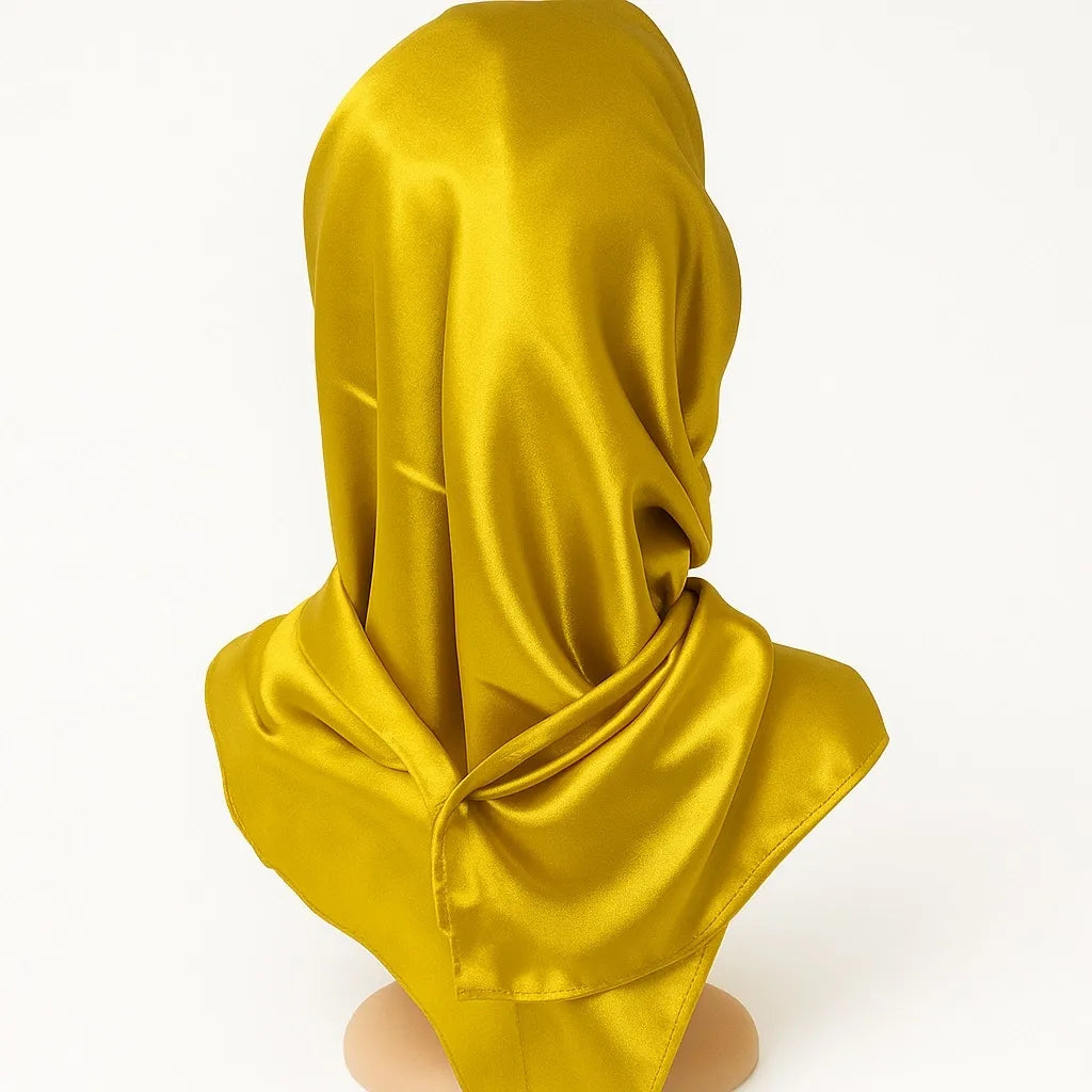 Gold Satin Square Hijab