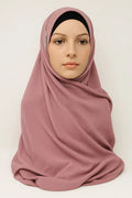 Dusty Rose Hijab Scarf with Silver Chain Detail