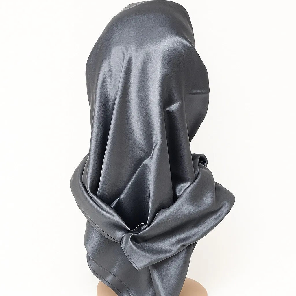 Silver Satin Square Hijab