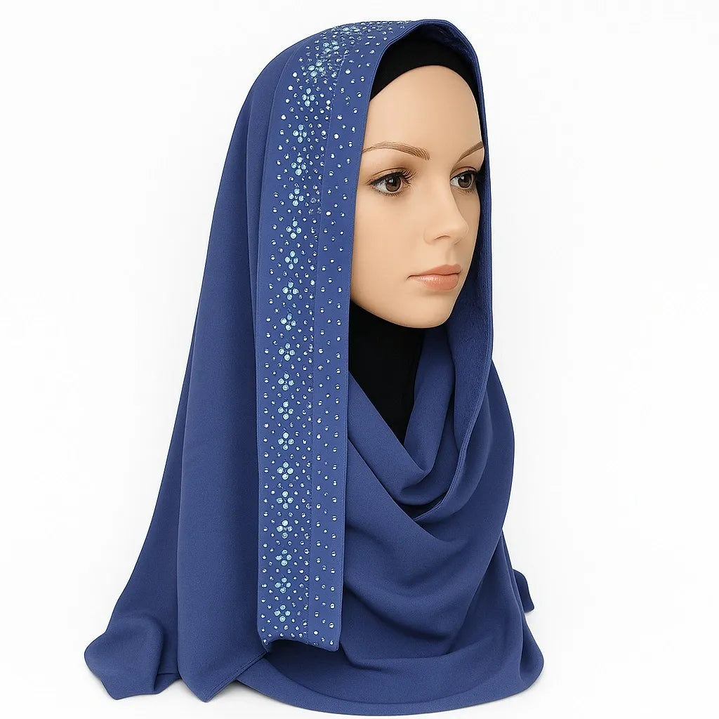 Navy Rhinestone Hijab