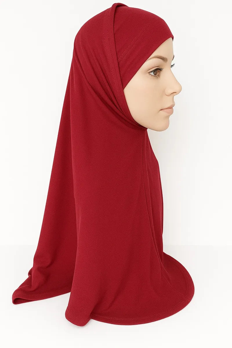 Red 2-Piece Khimar Hijab Set