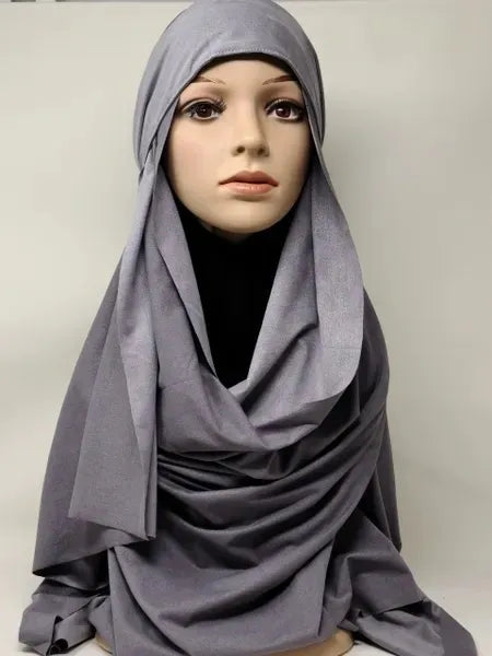 Gray Suede Hijab Soft Full Coverage Scarf
