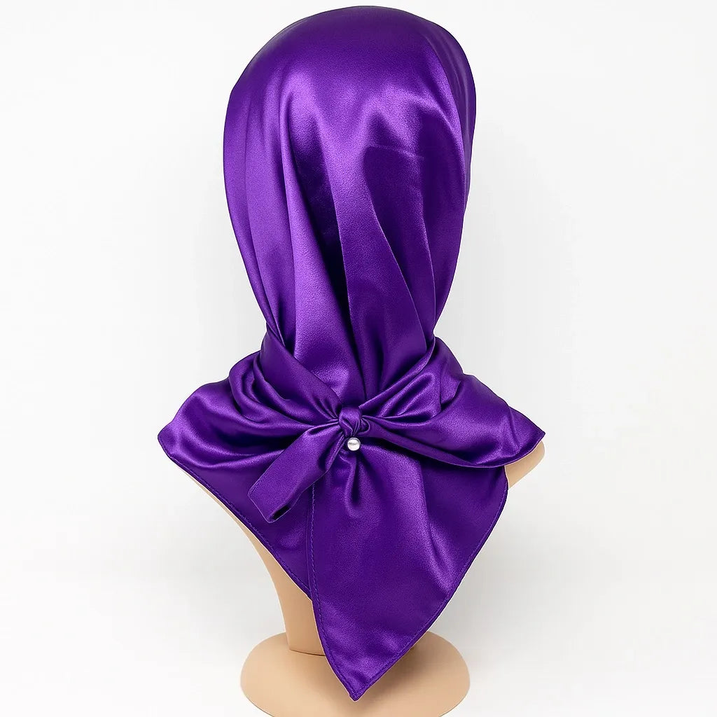 Purple Satin Square Hijab