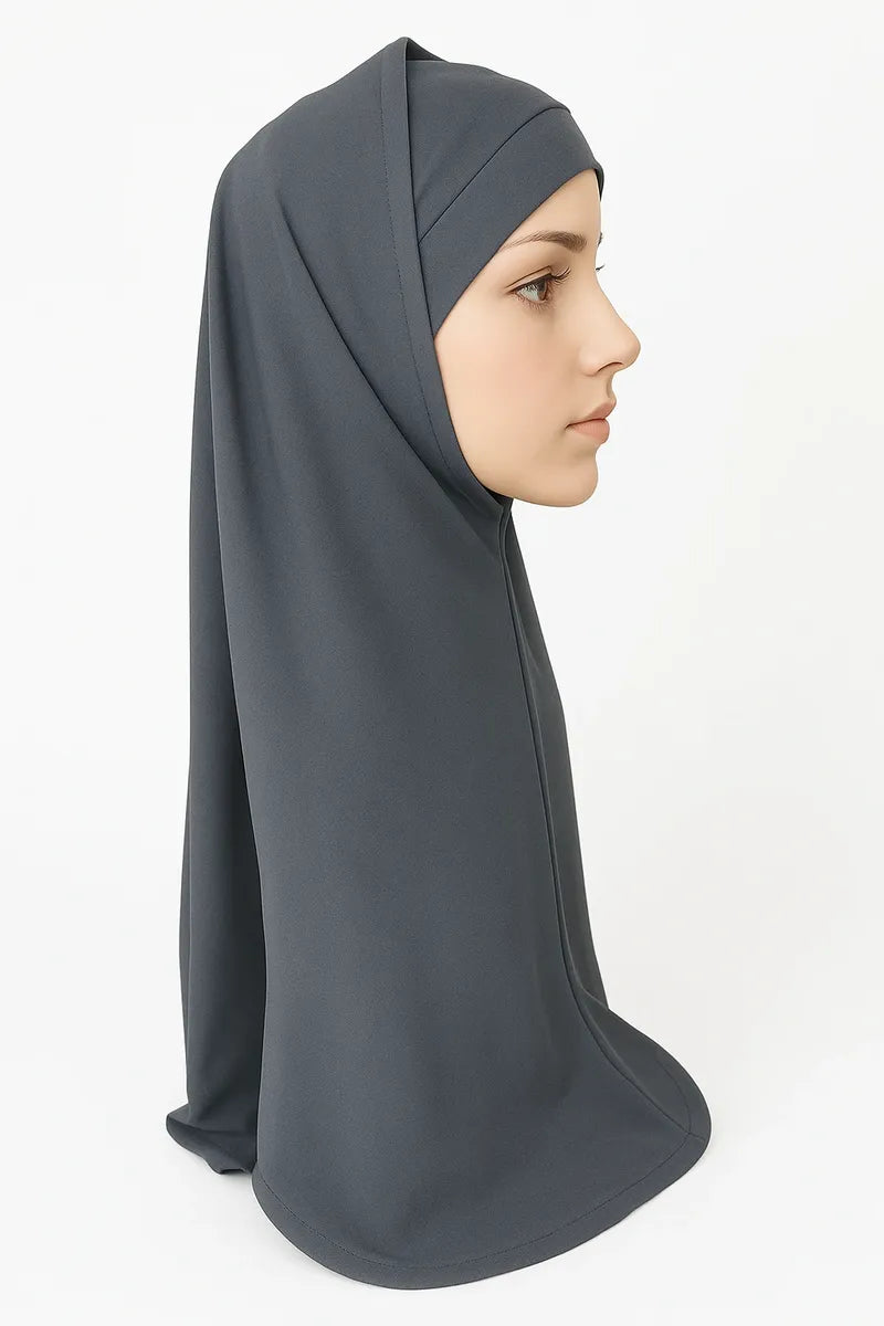 Gray 2-Piece Khimar Hijab Set